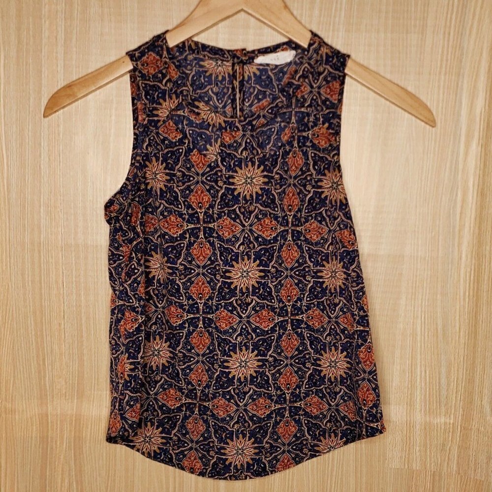 Lush Navy Womens Cropped Sleeveless Blouse XS